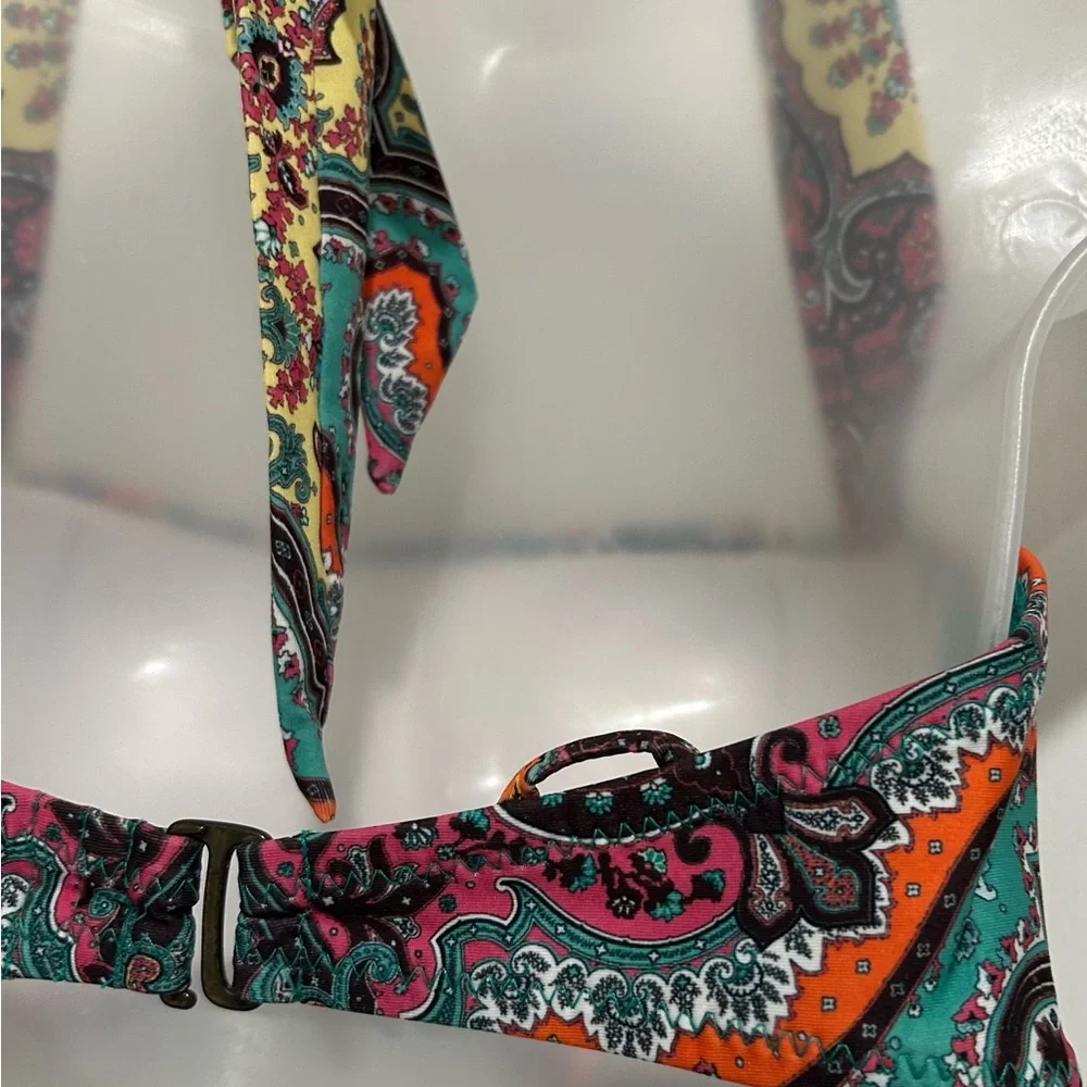 Becca Swimwear paisley bikini top. D cup.